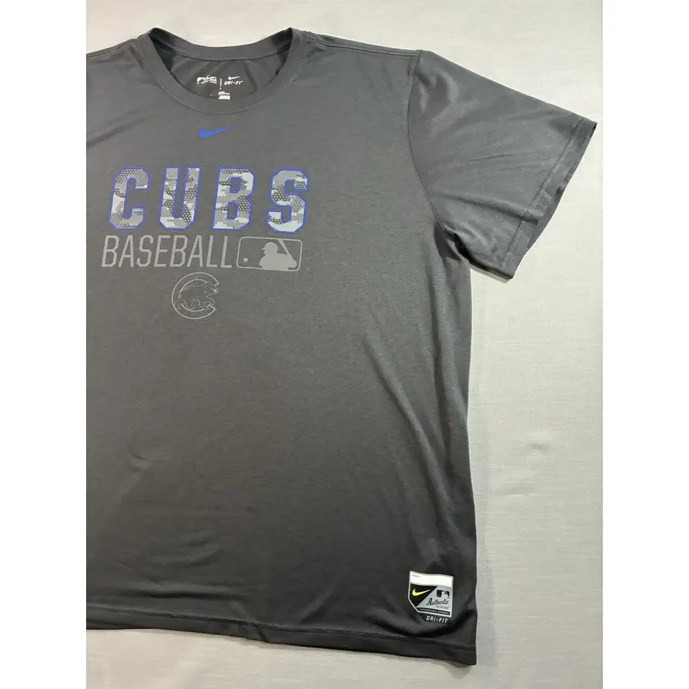 Nike Chicago Cubs Dri-FIT T-Shirt Mens XXL Gray MLB Baseball Graphic Tee